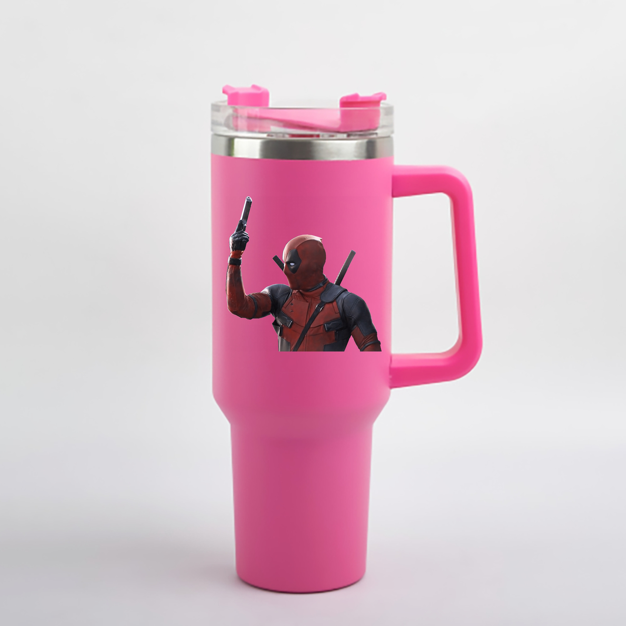 （画像用） Deadpool デッドプール 1200mL車用タンブラー - クリスタルステッカー（プラスチックストロー付き）